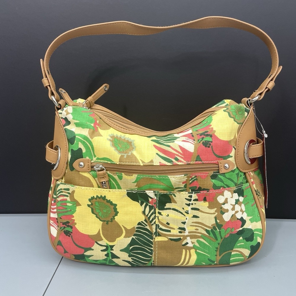 Rosetti Full Swing Shoulder Bag Purse Handbag Tropical Floral Faux Leather